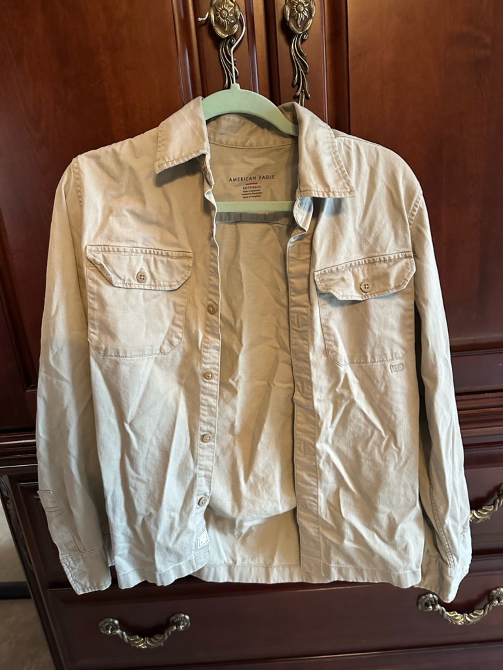 American Eagle Outfitters Casual Button-Up Shacket - Taupe